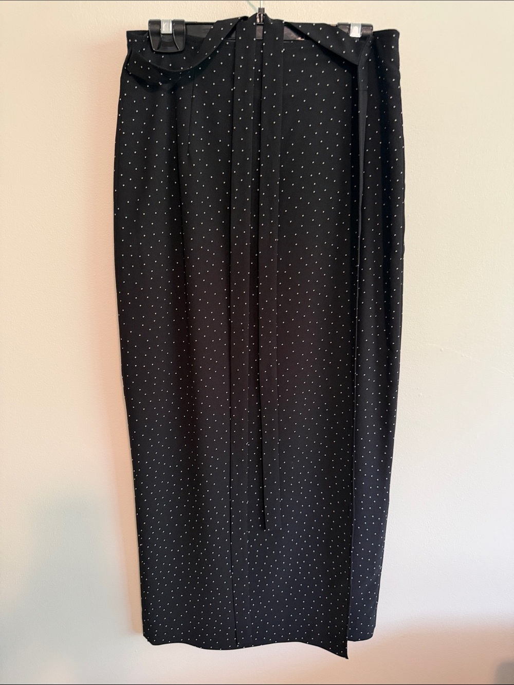 Rena Rowan Black Pencil Skirt with White Dot Pattern